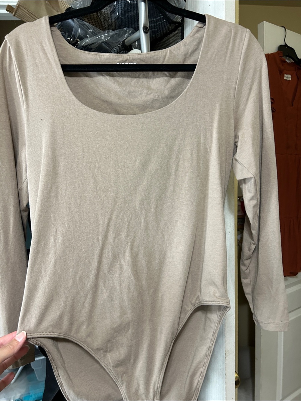 Old Navy Long Sleeve Scoop Neck Bodysuit - Taupe